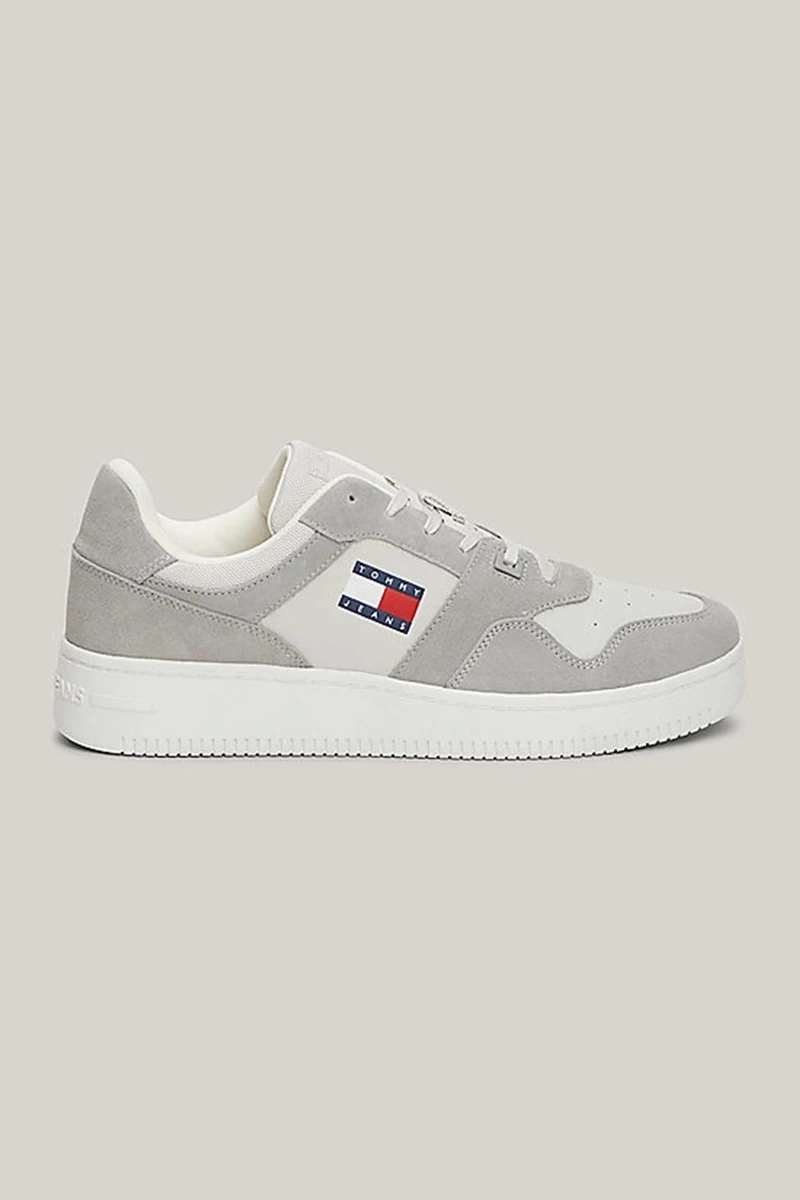 Tommy Hilfiger Erkek Deri Bağcıklı Gri Sneaker