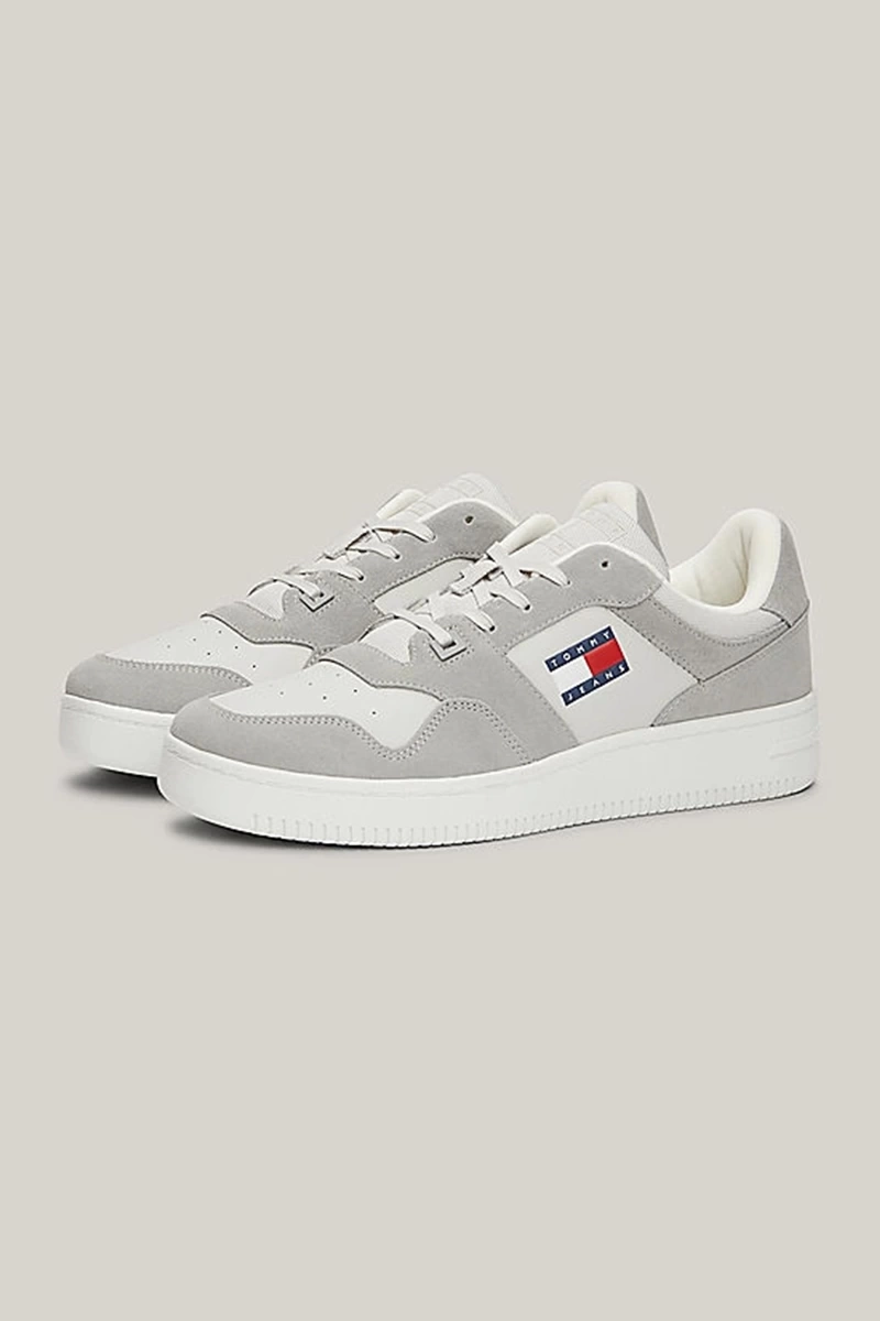 Tommy Hilfiger Erkek Deri Bağcıklı Gri Sneaker