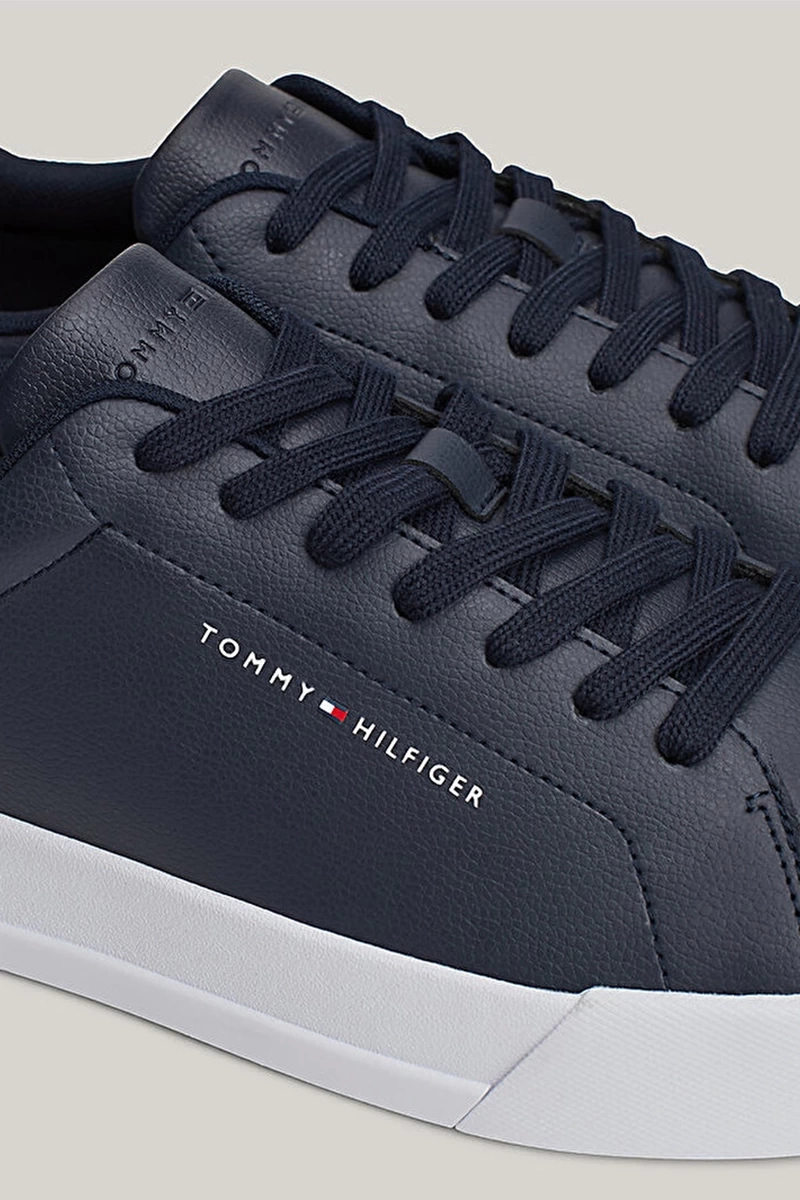 Tommy Hilfiger Erkek Deri ESS Grain Lacivert Sneaker