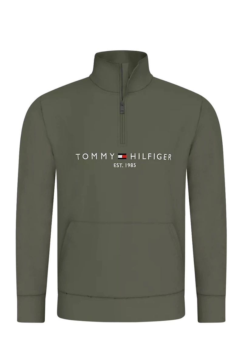 Tommy Hilfiger Erkek Fermuarlı Yeşil Sweatshirt