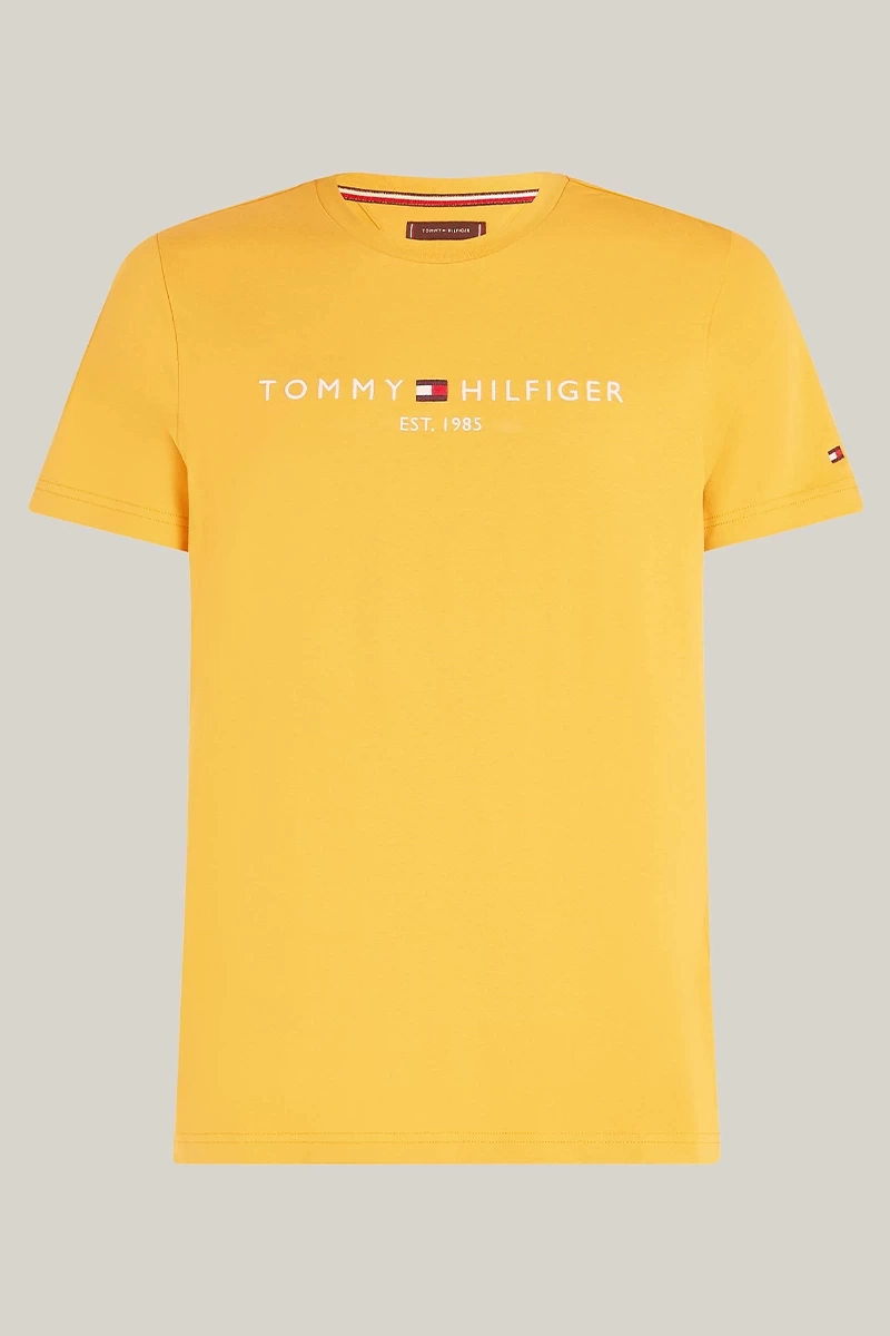 Tommy Hilfiger Erkek Logo İşlemelı Slım Fıt Sarı T-Shirt