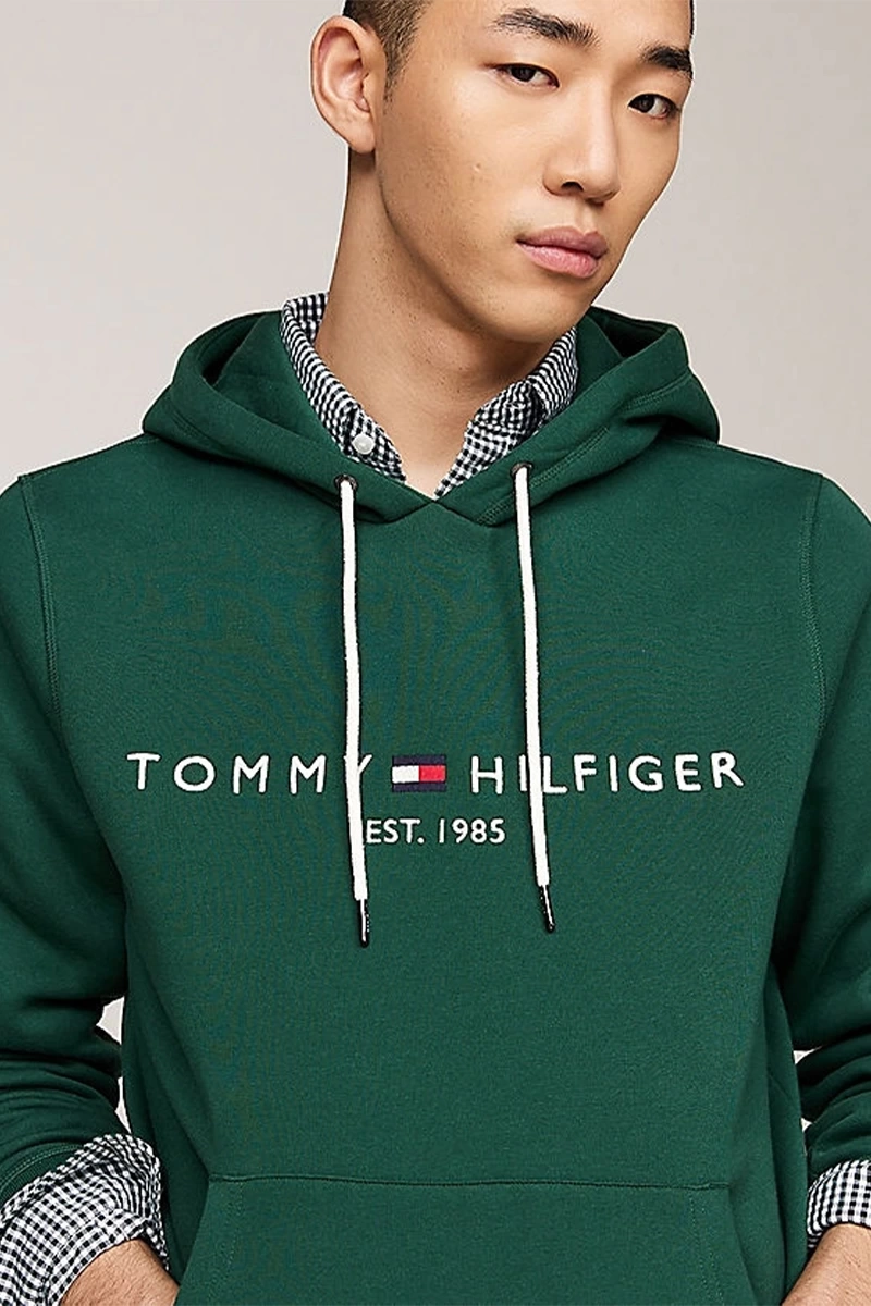 Tommy Hilfiger Erkek Logo Nakışlı Yeşil Sweatshirt