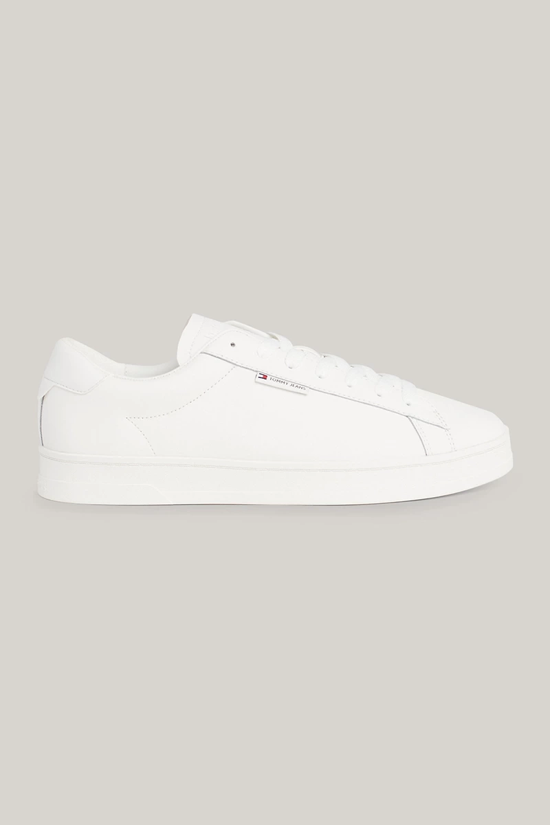 Tommy Hilfiger Erkek Low Cups Deri Beyaz Sneaker