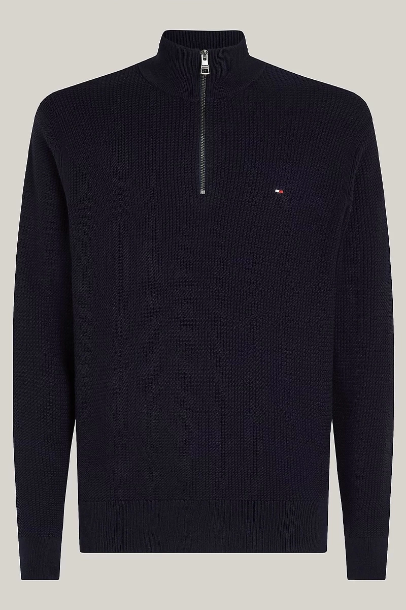 Tommy Hilfiger Erkek Mock Fermuarlı Lacivert Sweatshirt