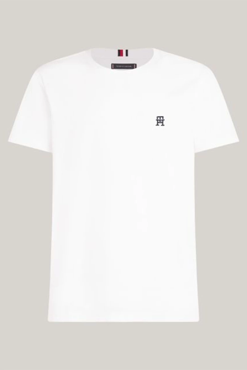 Tommy Hilfiger Erkek Monogram Nakışlı Beyaz T-shirt