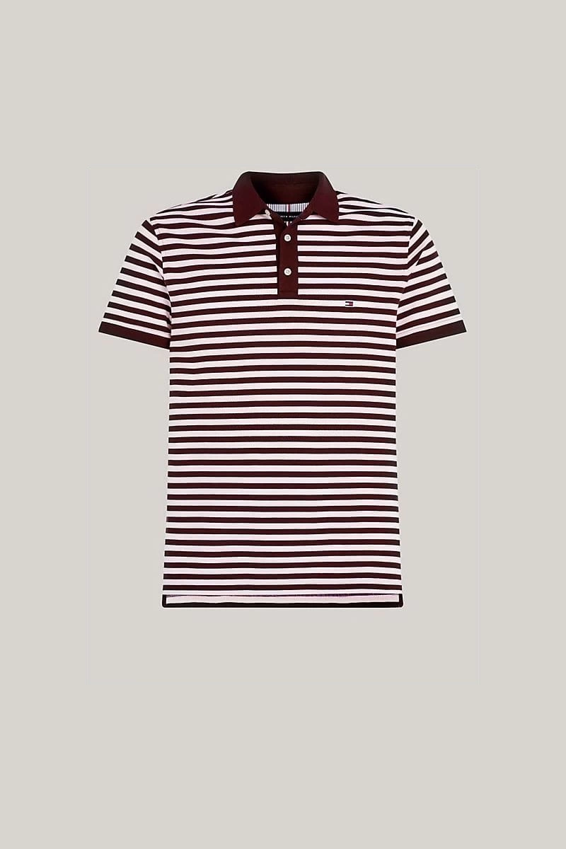 Tommy Hilfiger Erkek Slim Fit Polo Gömlek Bordo T-Shirt