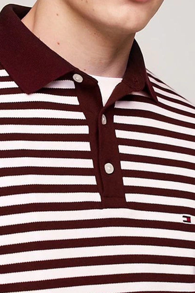 Tommy Hilfiger Erkek Slim Fit Polo Gömlek Bordo T-Shirt