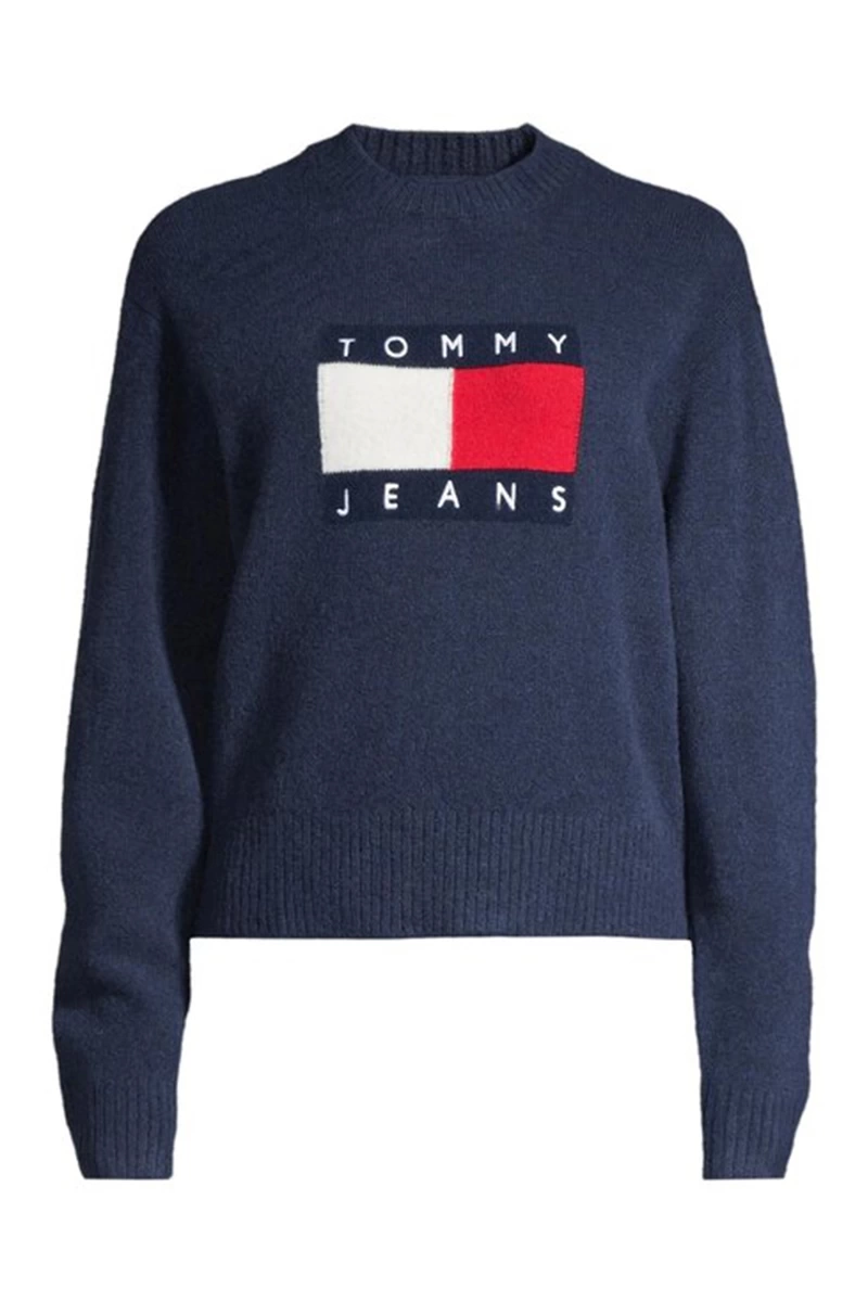 Tommy Hilfiger Kadın Melange Flag Kazak