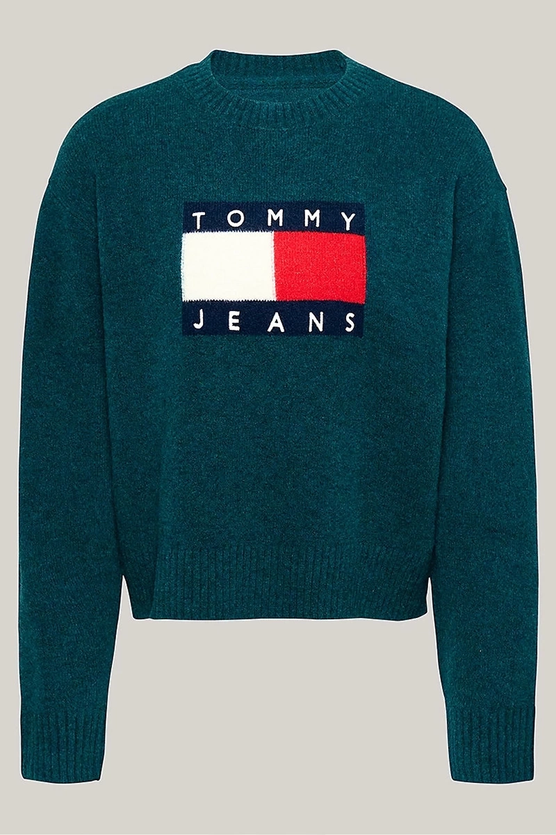 Tommy Hilfiger Kadın Melange Flag Kazak