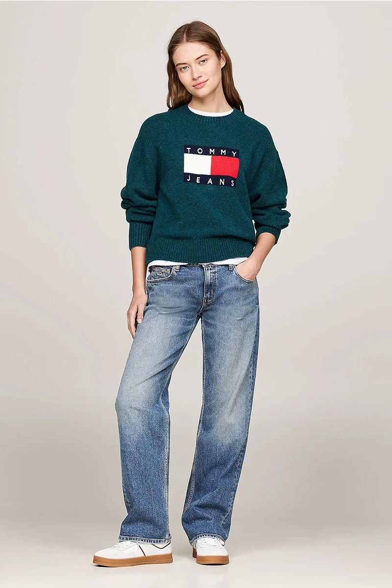 Tommy Hilfiger Kadın Melange Flag Kazak