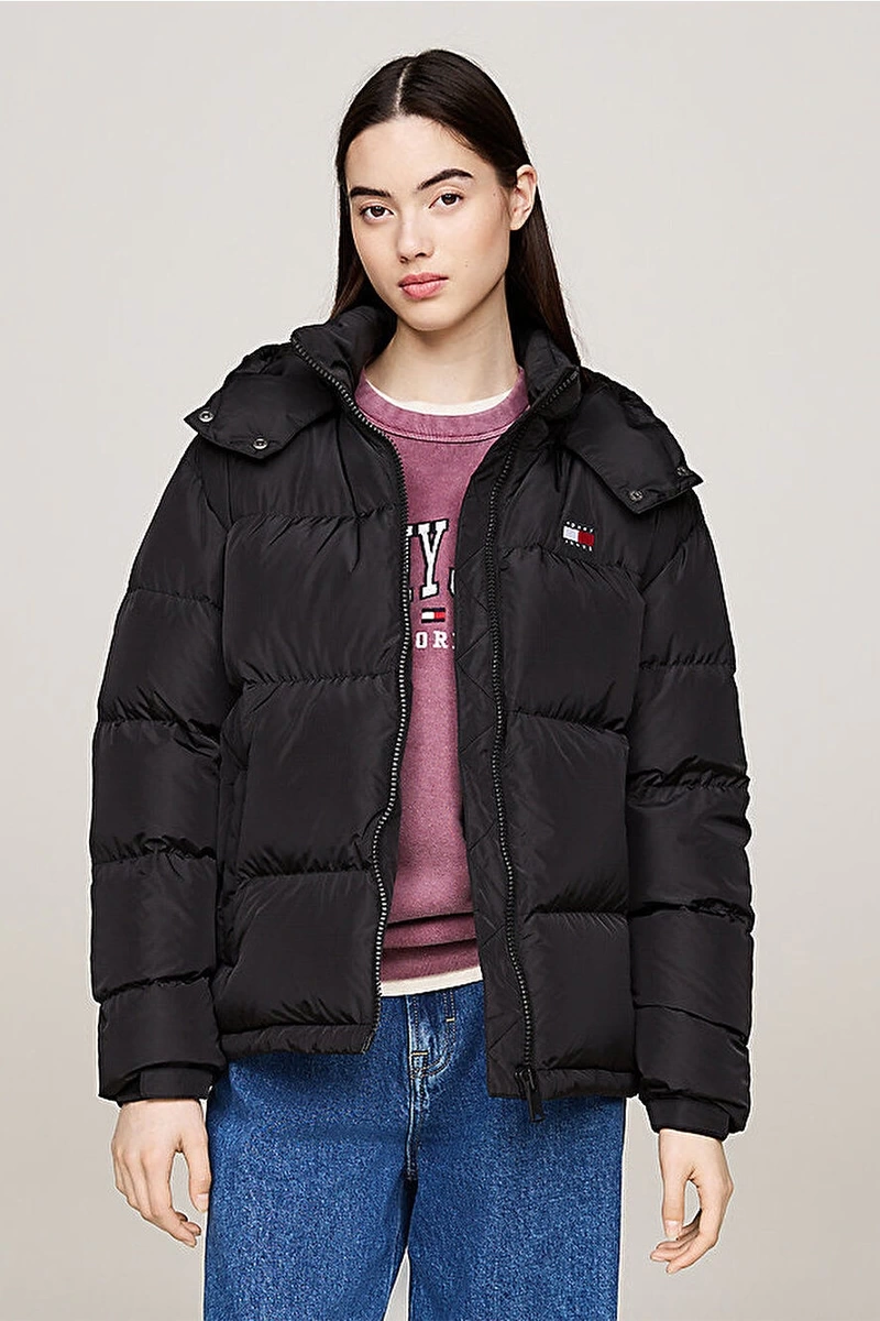 Tommy Hilfiger Kadın Siyah Puffer Mont