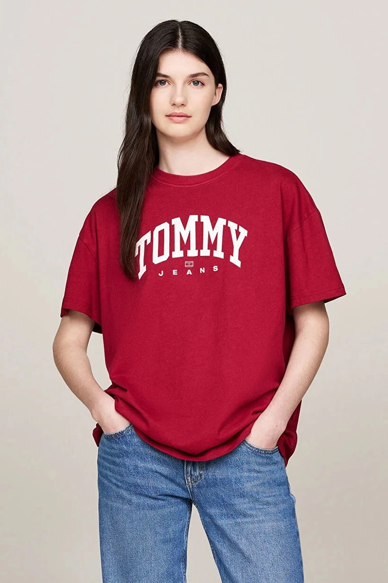 Tommy Hilfiger Kadın Varsity Kırmızı T-Shirt