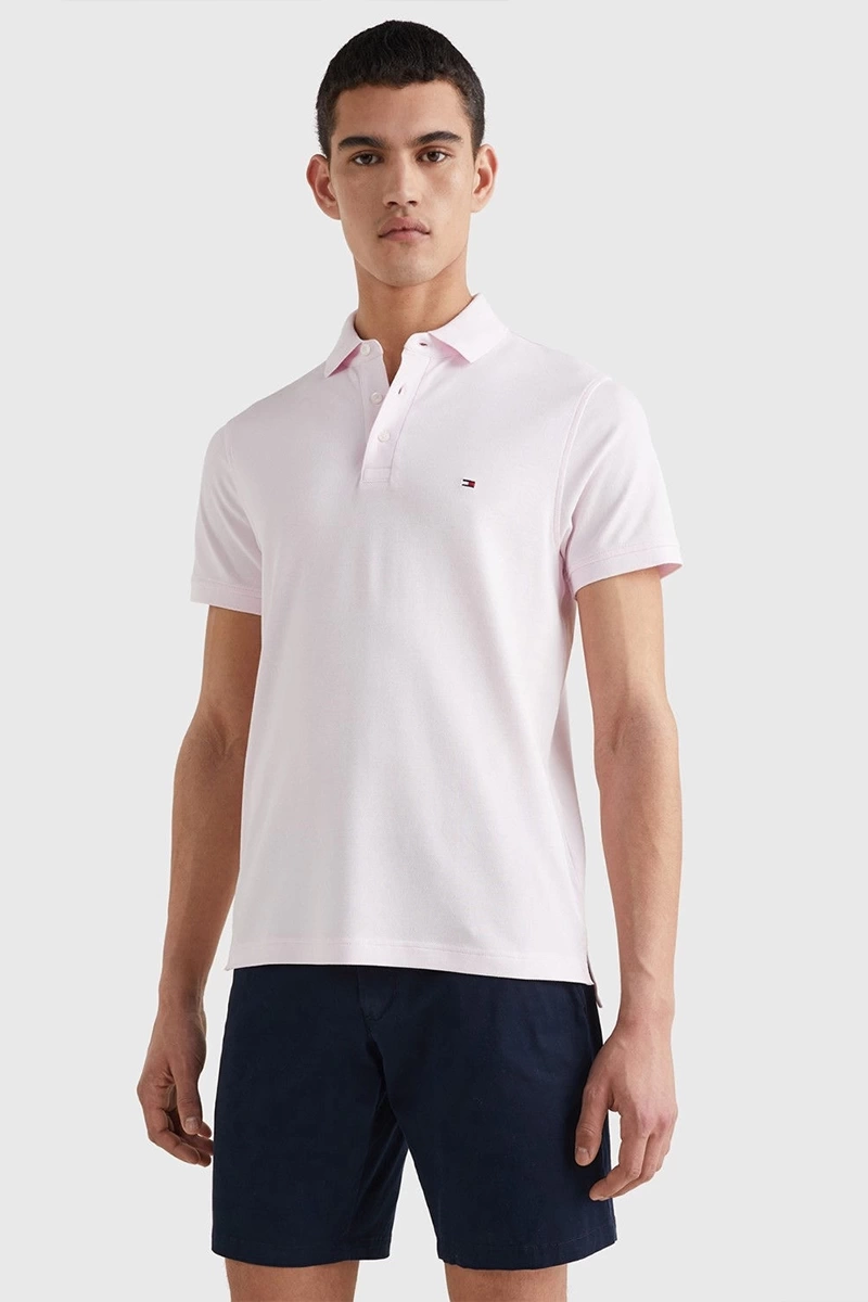 Tommy Hilfiger Polo Yaka Düz Pembe Erkek Polo T-Shirt