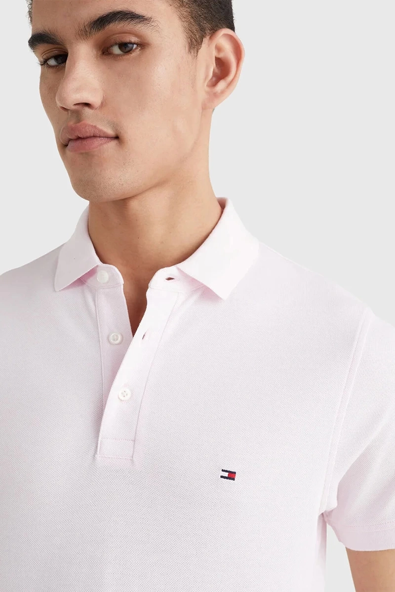 Tommy Hilfiger Polo Yaka Düz Pembe Erkek Polo T-Shirt