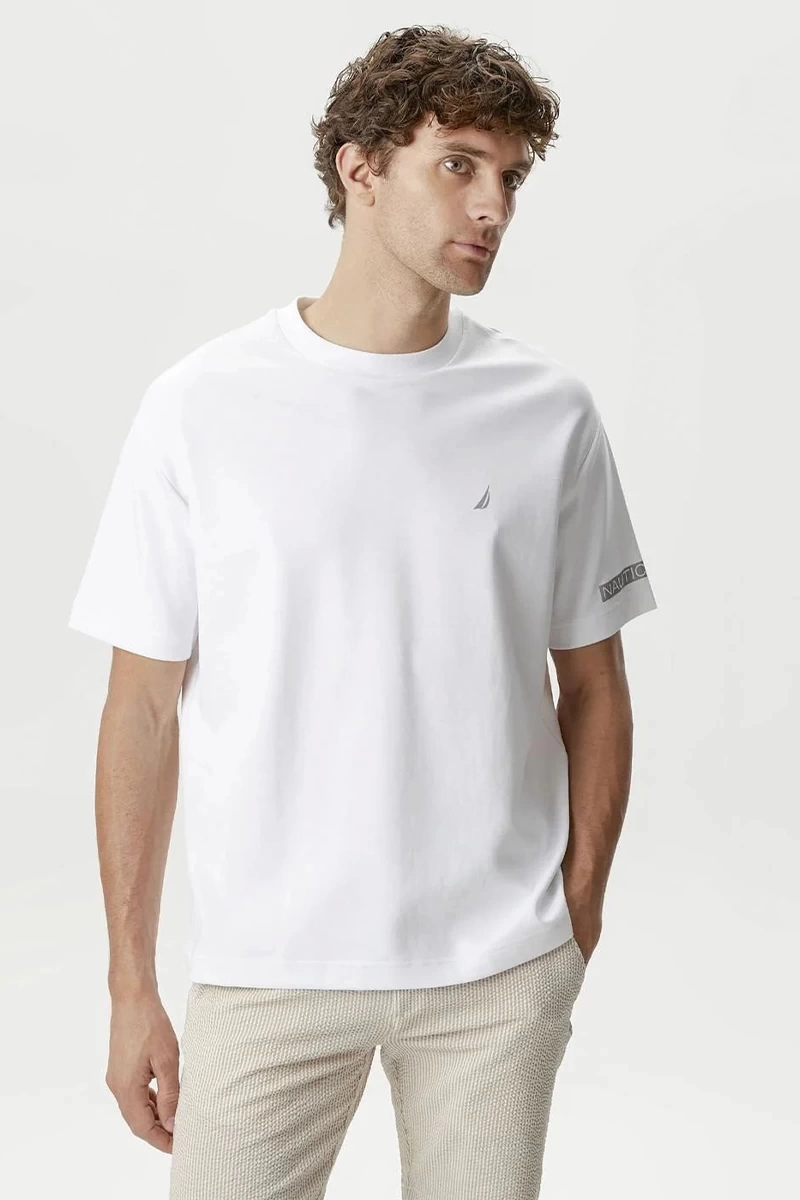 Nautıca Erkek  Beyaz  Oversıze Kısa Kollu T-Shirt