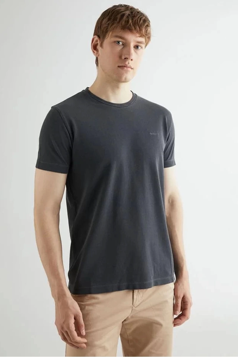 GANT Erkek Siyah Slim Fit Bisiklet Yaka T-shirt