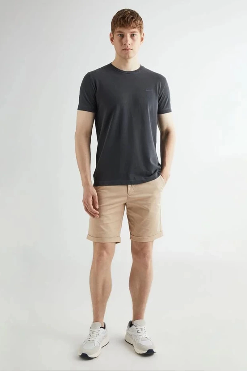 GANT Erkek Siyah Slim Fit Bisiklet Yaka T-shirt