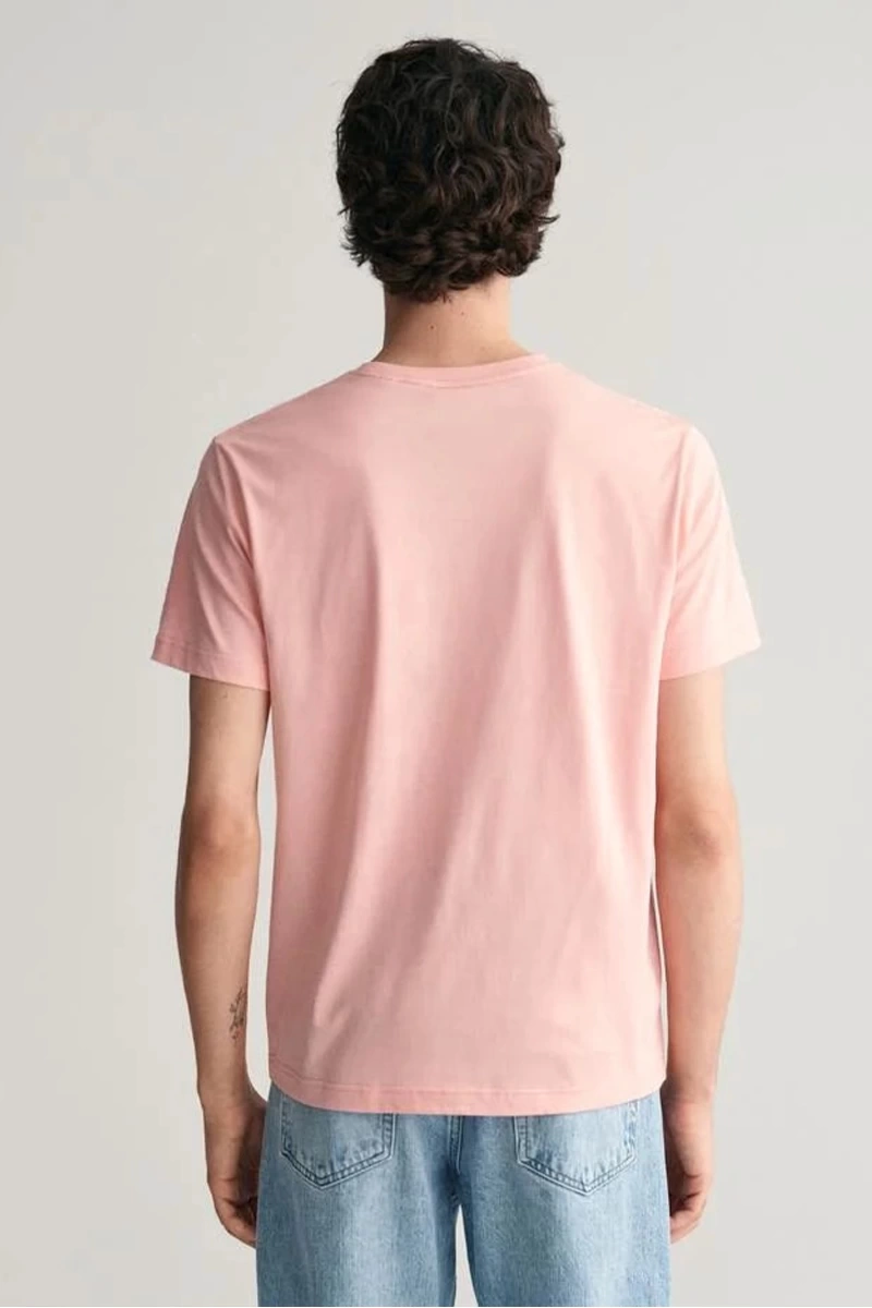 GANT Erkek Pembe Regular Fit Bisiklet Yaka Logolu T-shirt