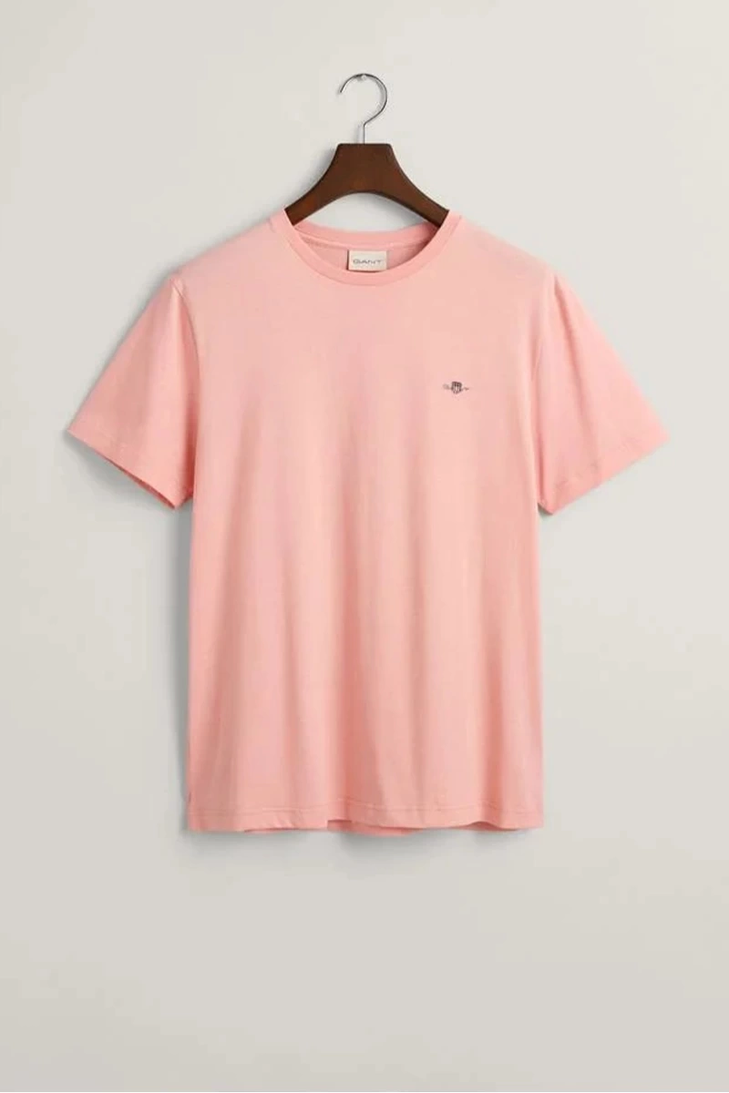 GANT Erkek Pembe Regular Fit Bisiklet Yaka Logolu T-shirt