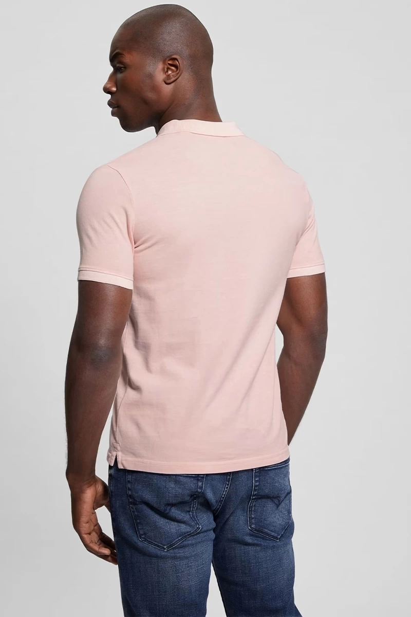 Guess Erkek Washed Ss Polo Yaka Pembe T-Shirt