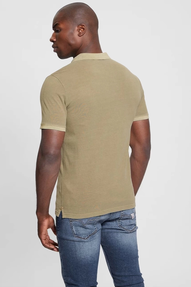 Guess Erkek Washed Ss Polo Yaka Haki T-Shirt