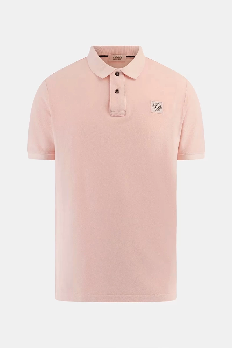 Guess Erkek Washed Ss Polo Yaka Pembe T-Shirt