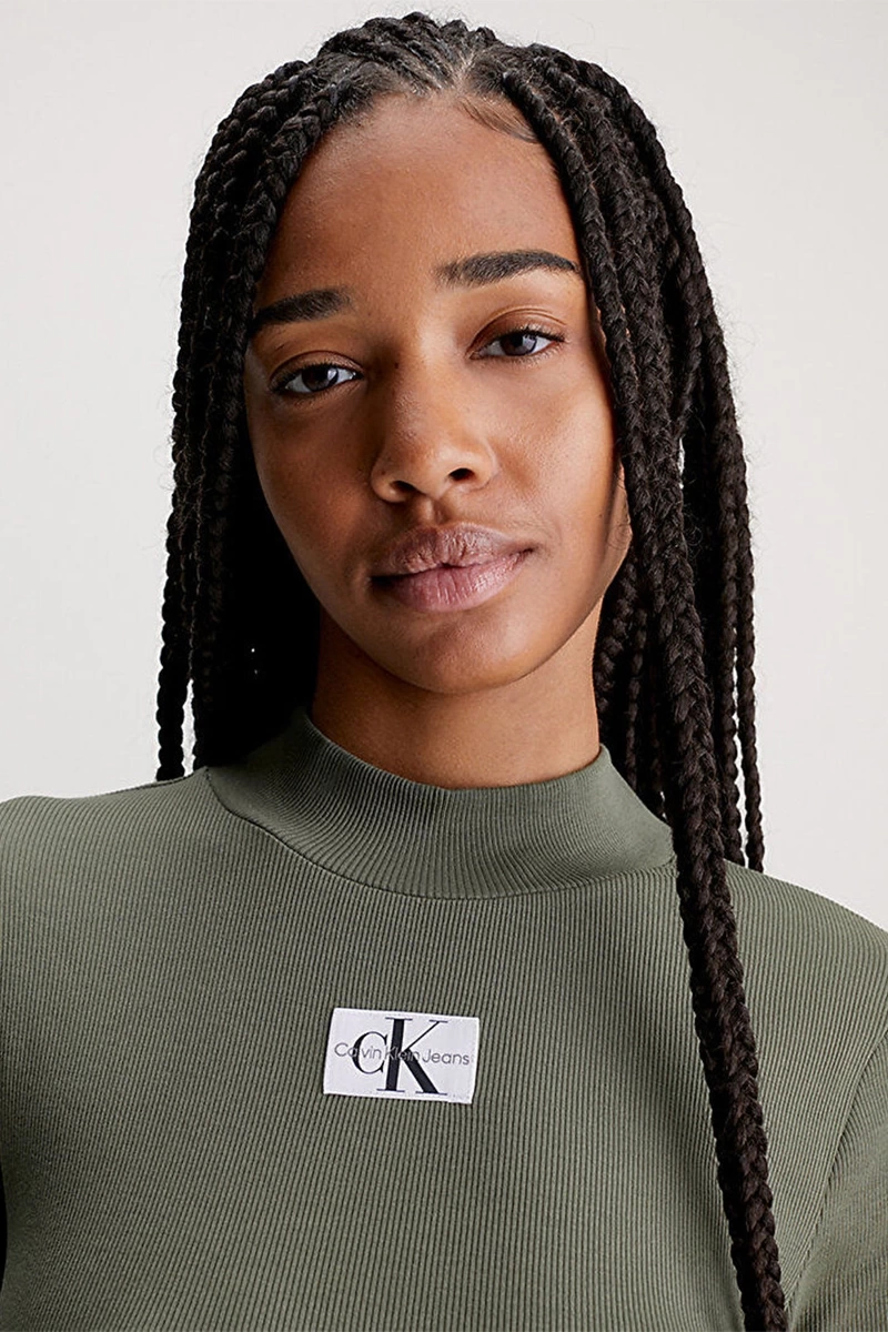 Calvin Klein Woven Label Rib Elbise