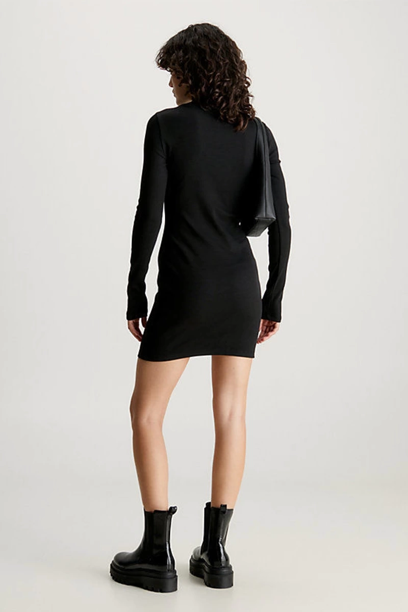 Calvin Klein Kadın Woven Label Siyah Elbise