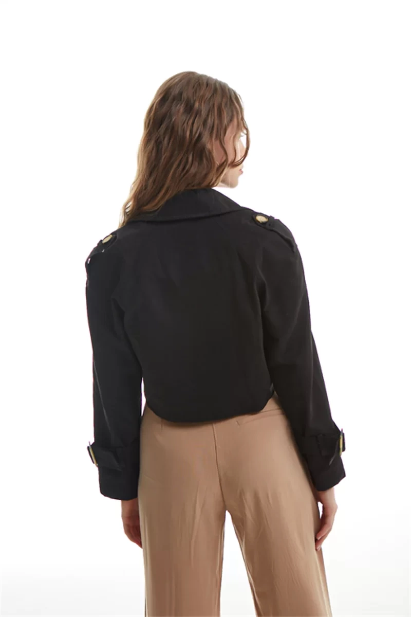 Quzu Siyah Crop  Trençkot