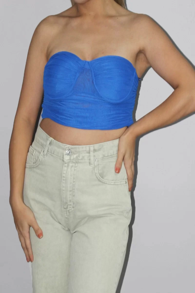 DİLVİN CROP TOP-SAX MAVİ