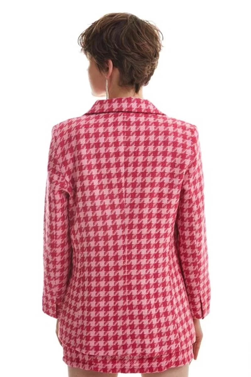Quzu Fuşya Düğmeli Blazer Ceket