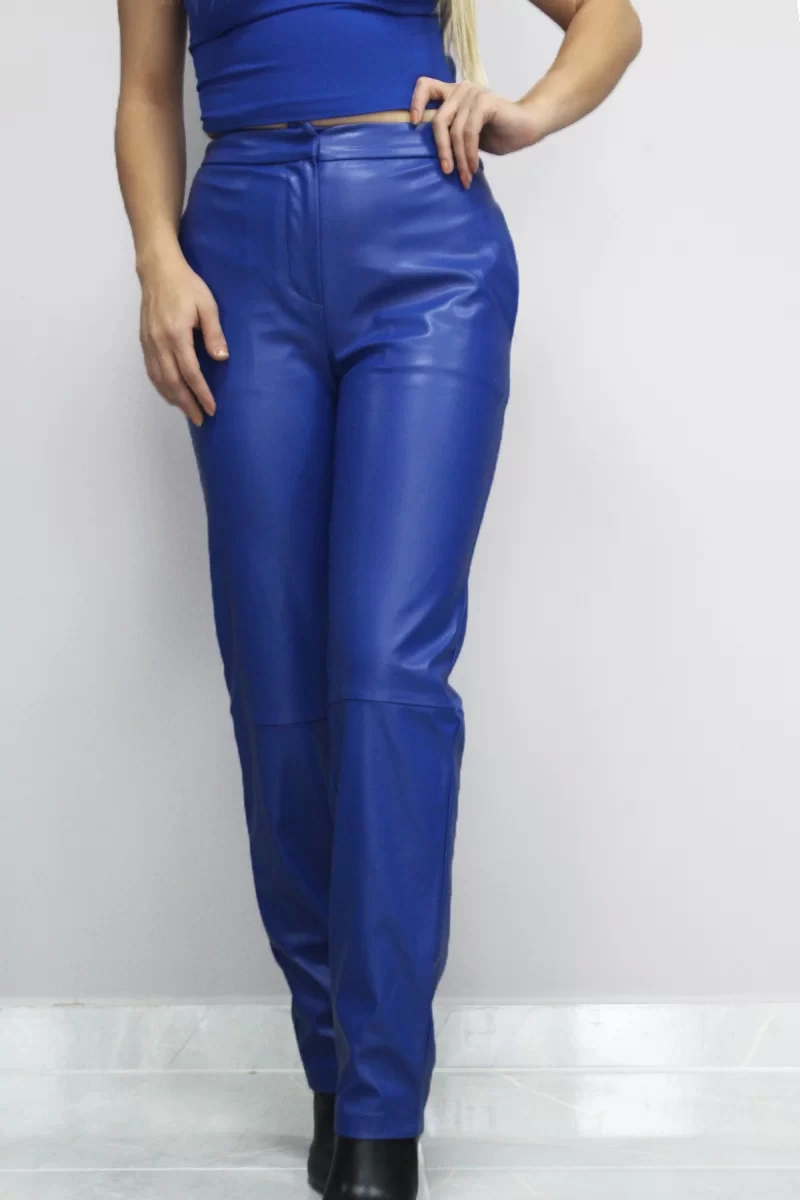 Lefon Leather Pantolon-MAVİ