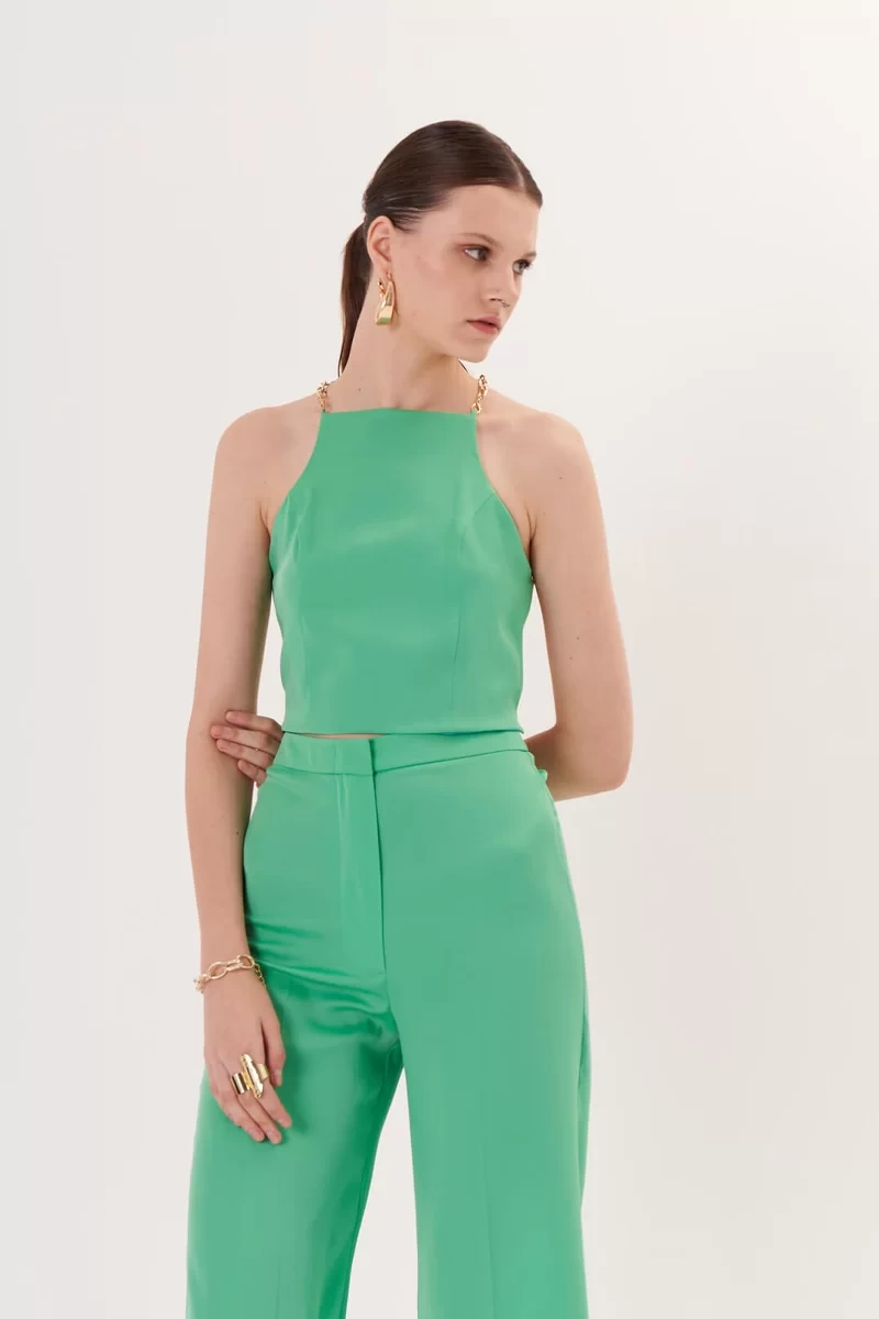 Lefon Upolo Crop Üst-YEŞİL