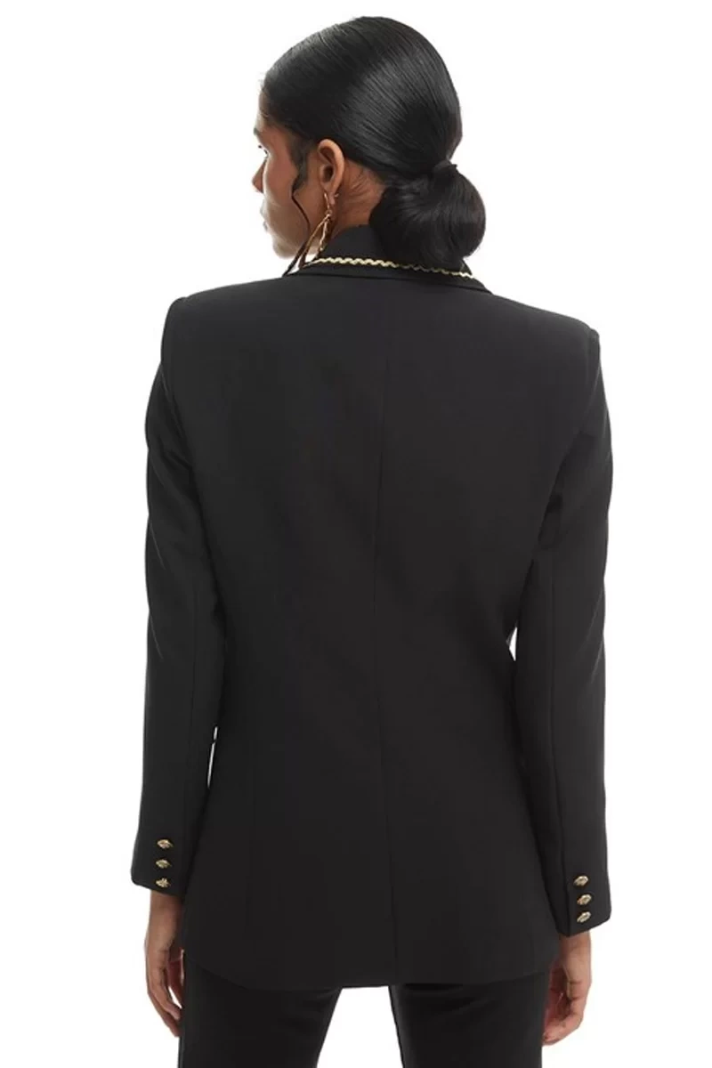 Quzu Siyah Şerit Detaylı Blazer Ceket