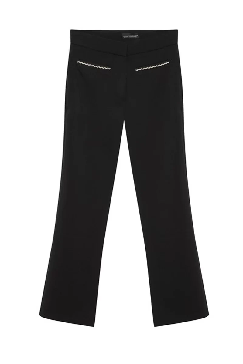 Quzu Siyah Şerit Detaylı Pantolon