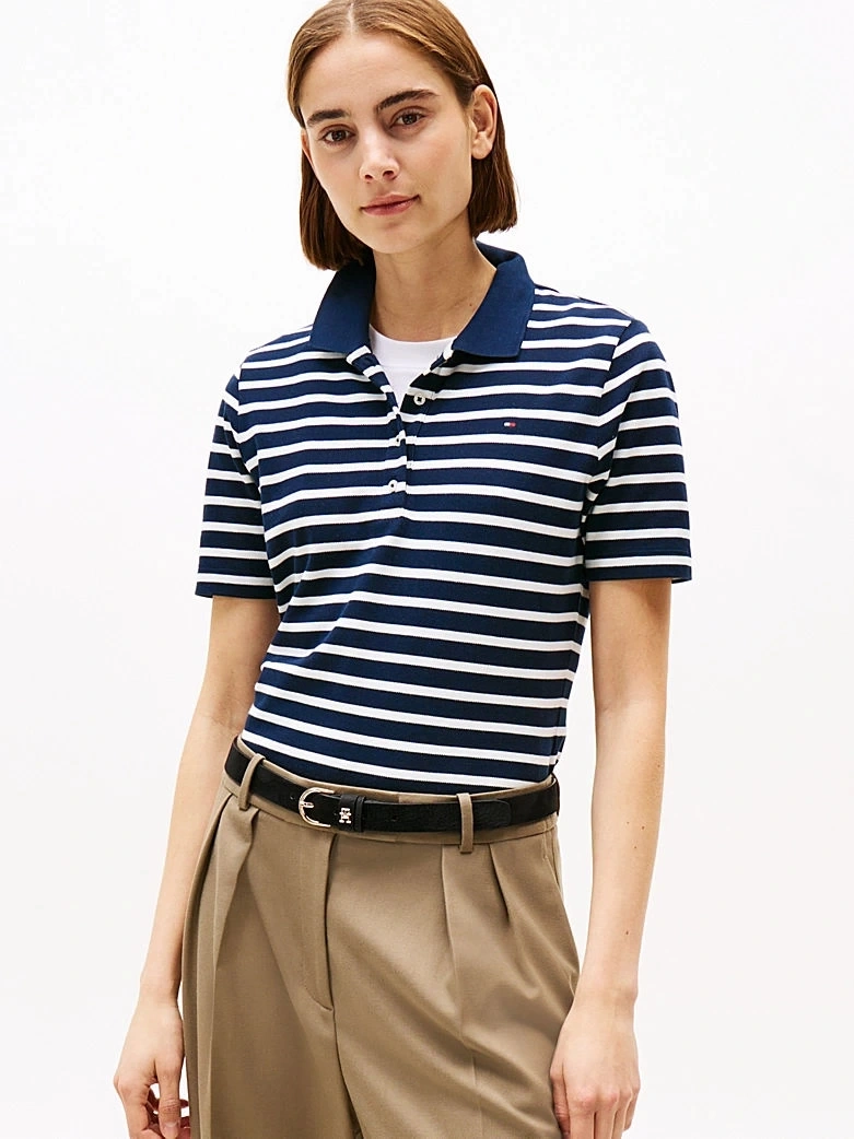 Tommy Hilfiger Kadın 1985 Kısa Kollu Polo Yaka Tişört