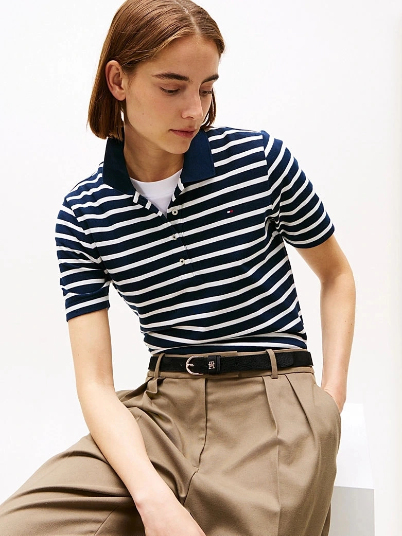 Tommy Hilfiger Kadın 1985 Kısa Kollu Polo Yaka Tişört