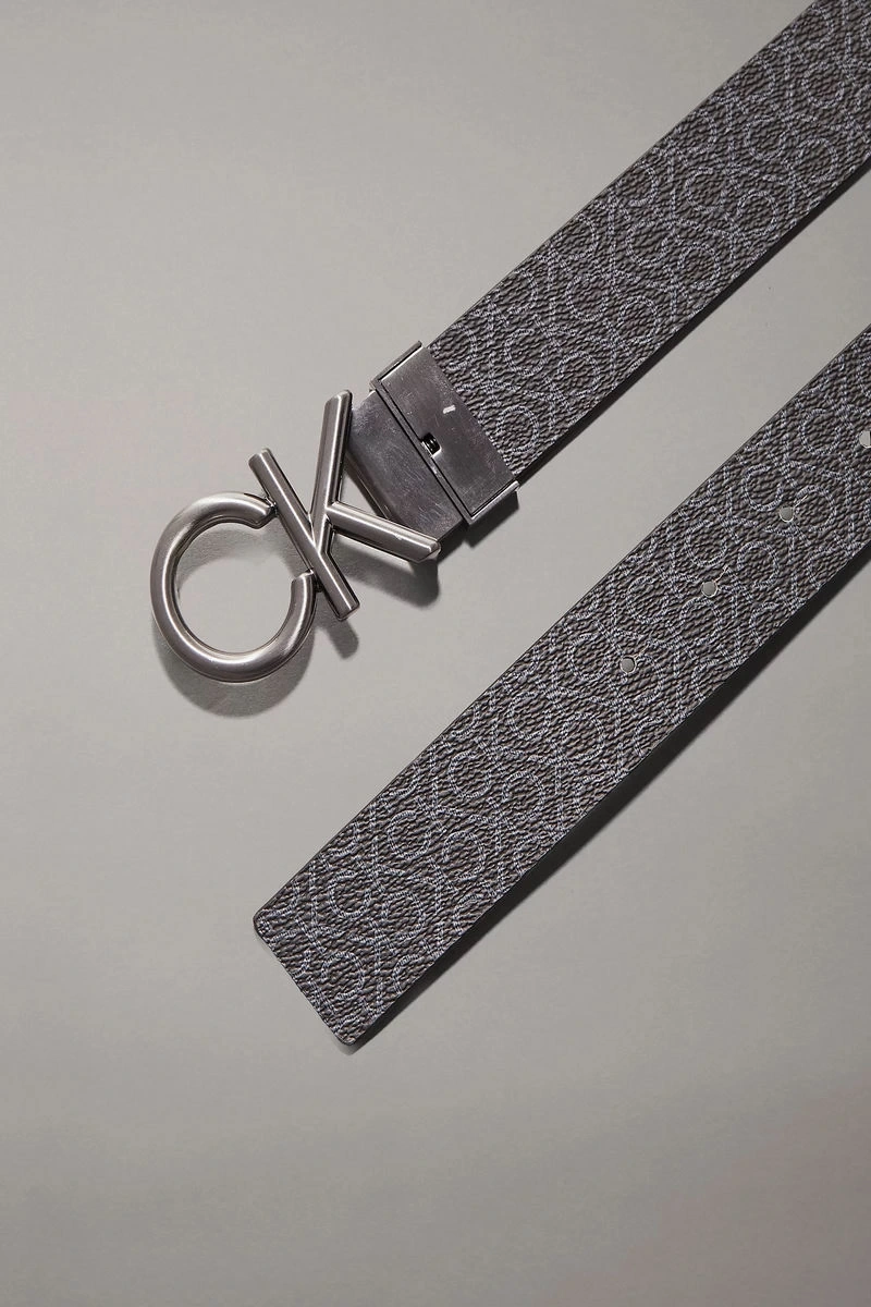 Calvin Klein Erkek CK Metal Toka CK Desenli Deri Kemer