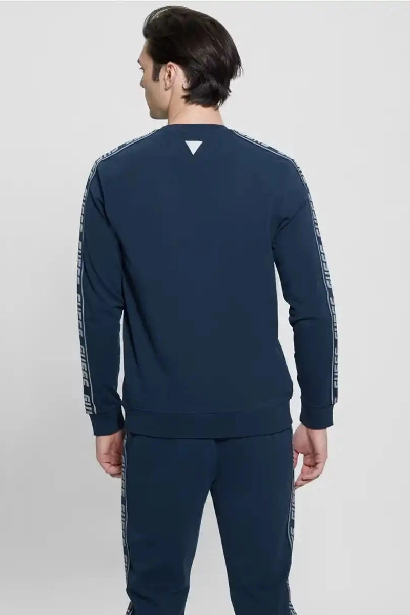 Guess Erkek Omuz Ve Göğüs Logolu Mavi Sweatshirt