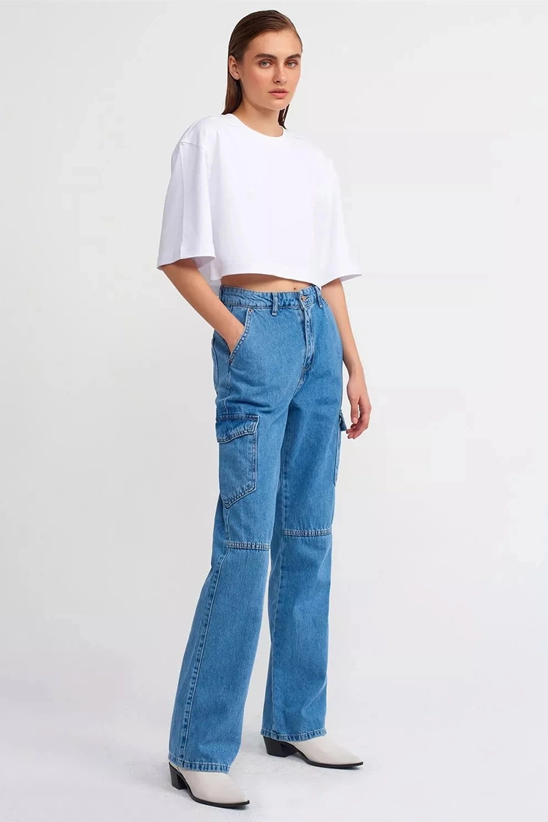 BİSİKLET YAKA CROP-BEYAZ