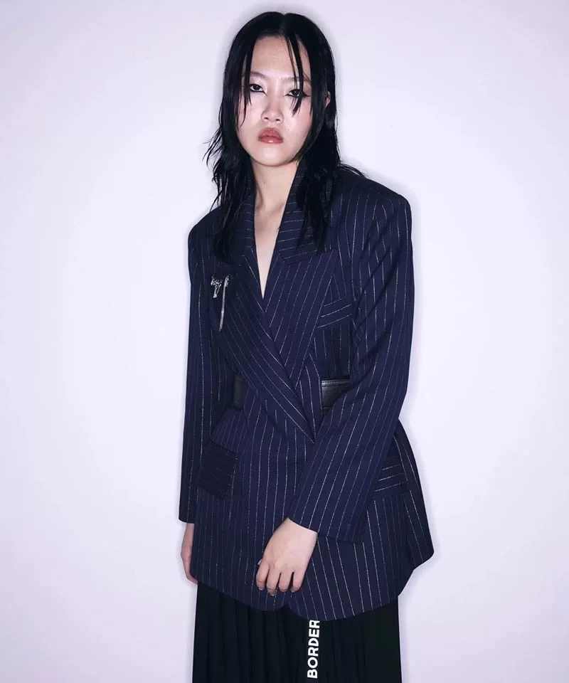 Metalik Çizgili Blazer