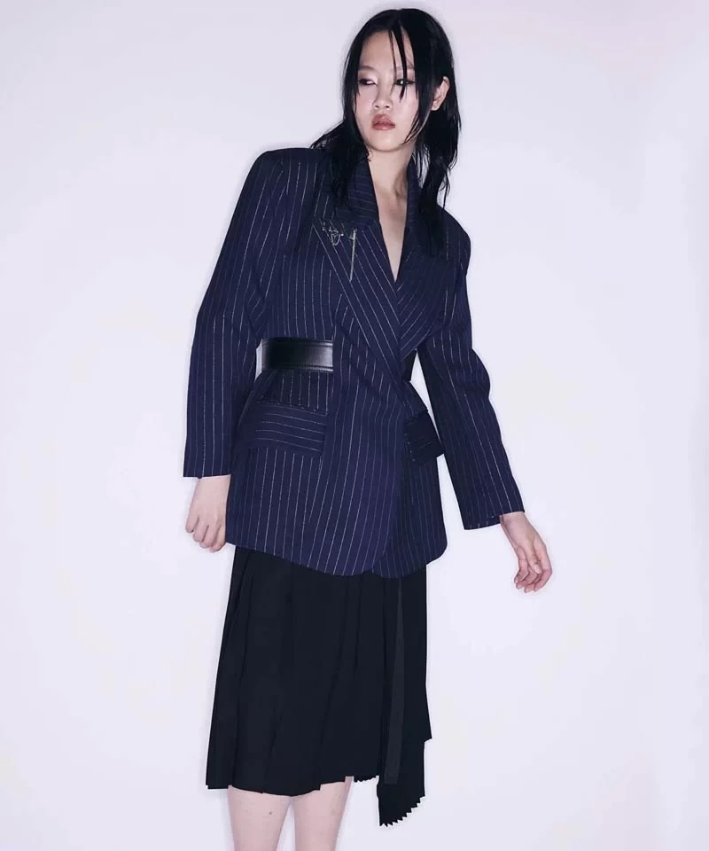 Metalik Çizgili Blazer