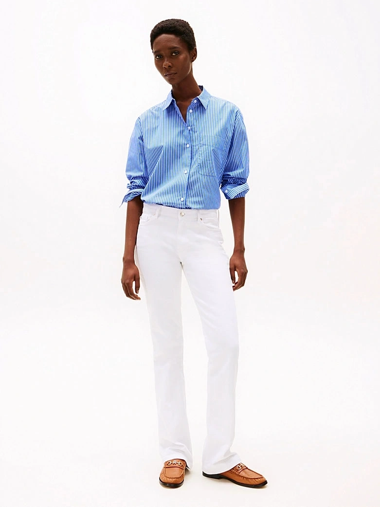 Tommy Hilfiger Kadın Beyaz Orta Bel Bootcut Pantolon
