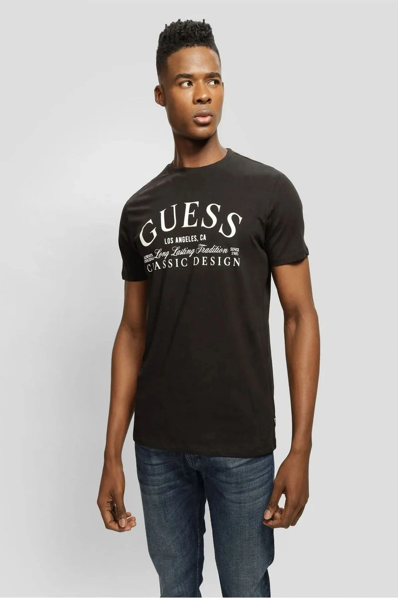 Guess Erkek Siyah Logolu T-Shirt
