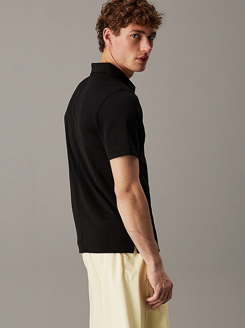 Calvin Klein Erkek Siyah Yarım Fermuarlı Polo Yaka T-Shirt