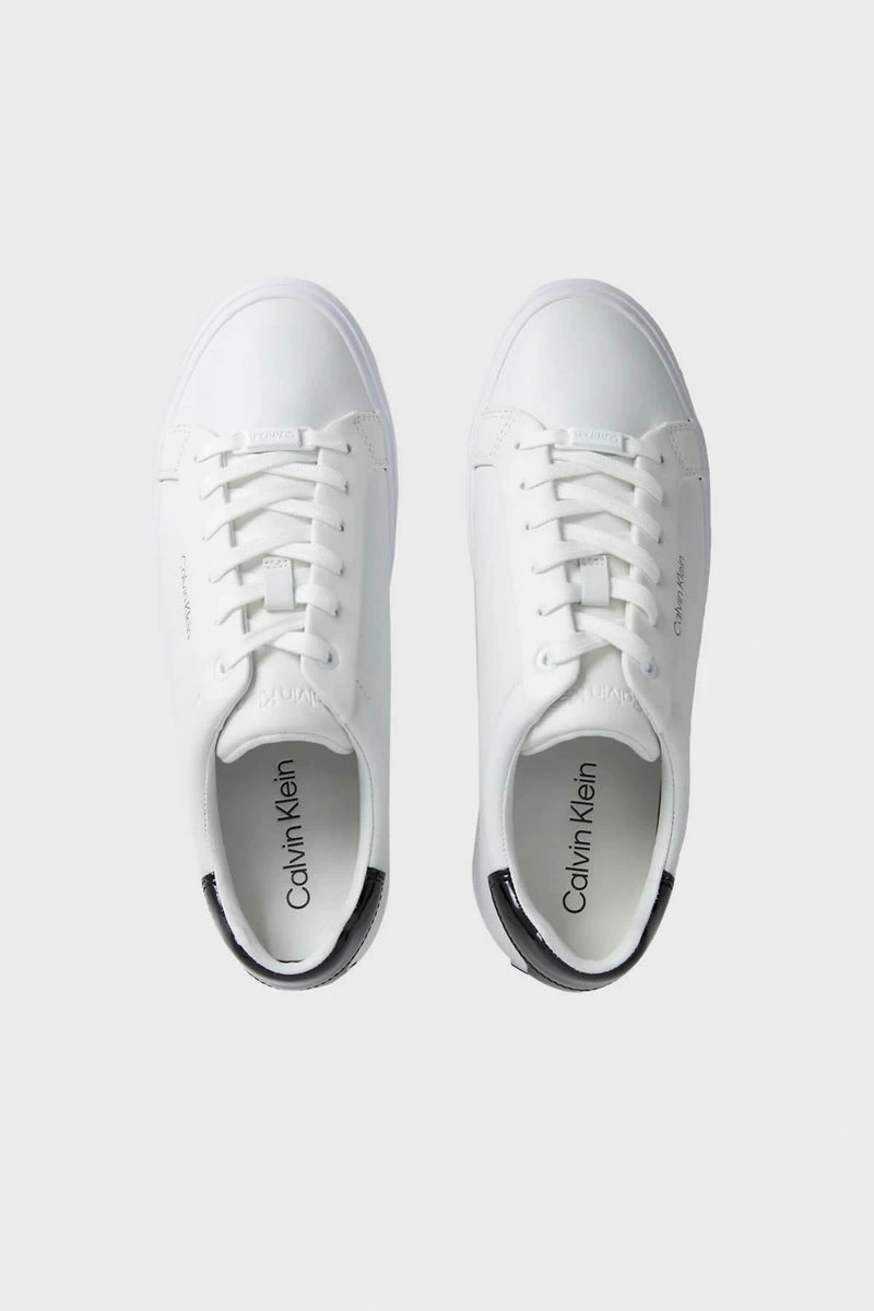 Calvin Klein Hakiki Deri Siyah Beyaz Logolu Kadın Sneaker