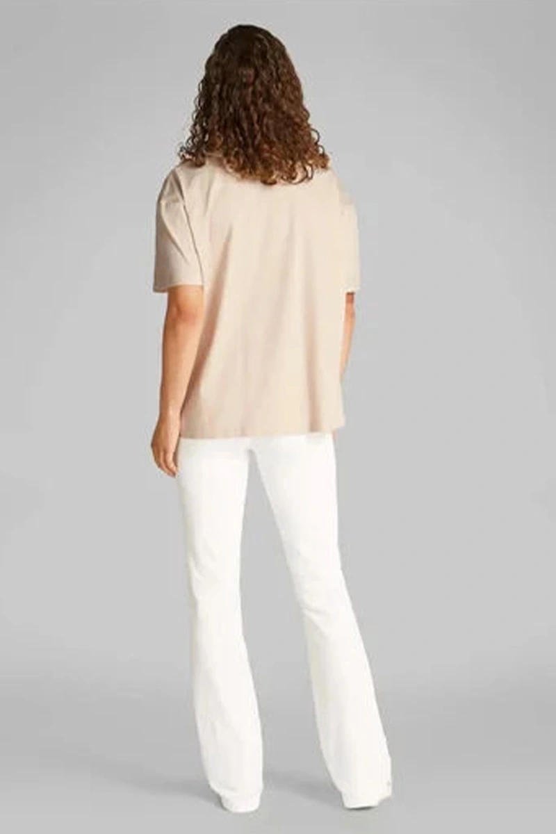 Calvin Klein Kadın Logo Baskılı Ekru T-shirt