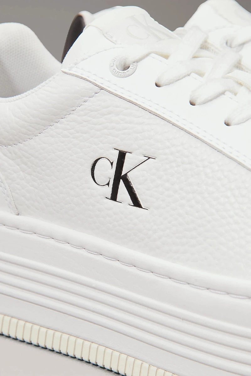 Calvin Klein Kadın Platform Taban Beyaz Deri Sneaker