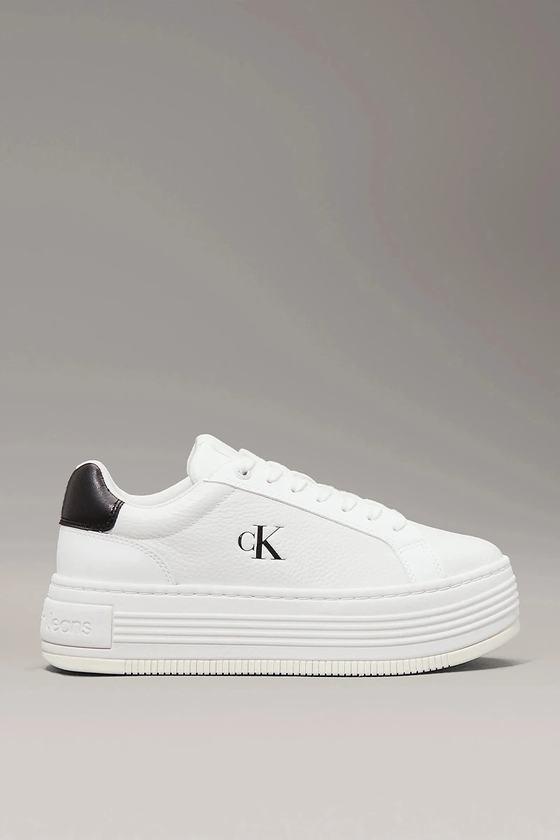 Calvin Klein Kadın Platform Taban Beyaz Deri Sneaker