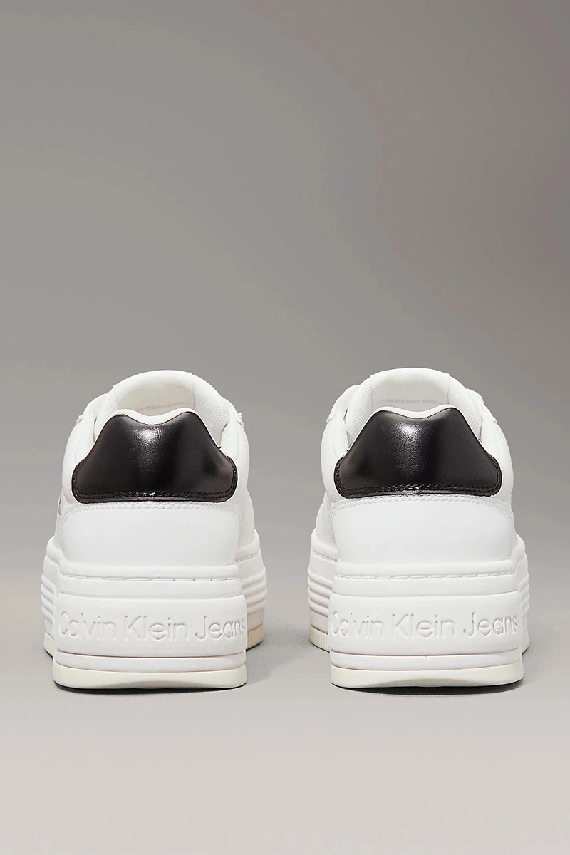 Calvin Klein Kadın Platform Taban Beyaz Deri Sneaker